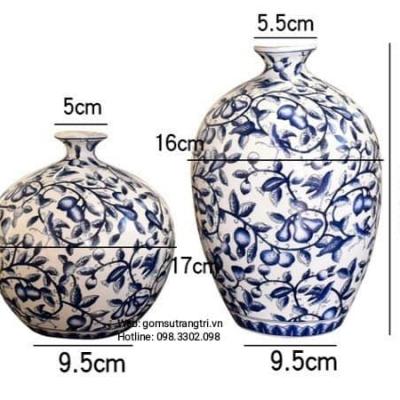 BÌNH MEN RẠN HỌA TIẾT HOA DÂY